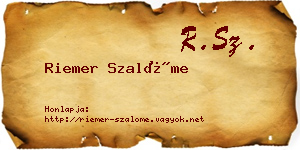 Riemer Szalóme névjegykártya